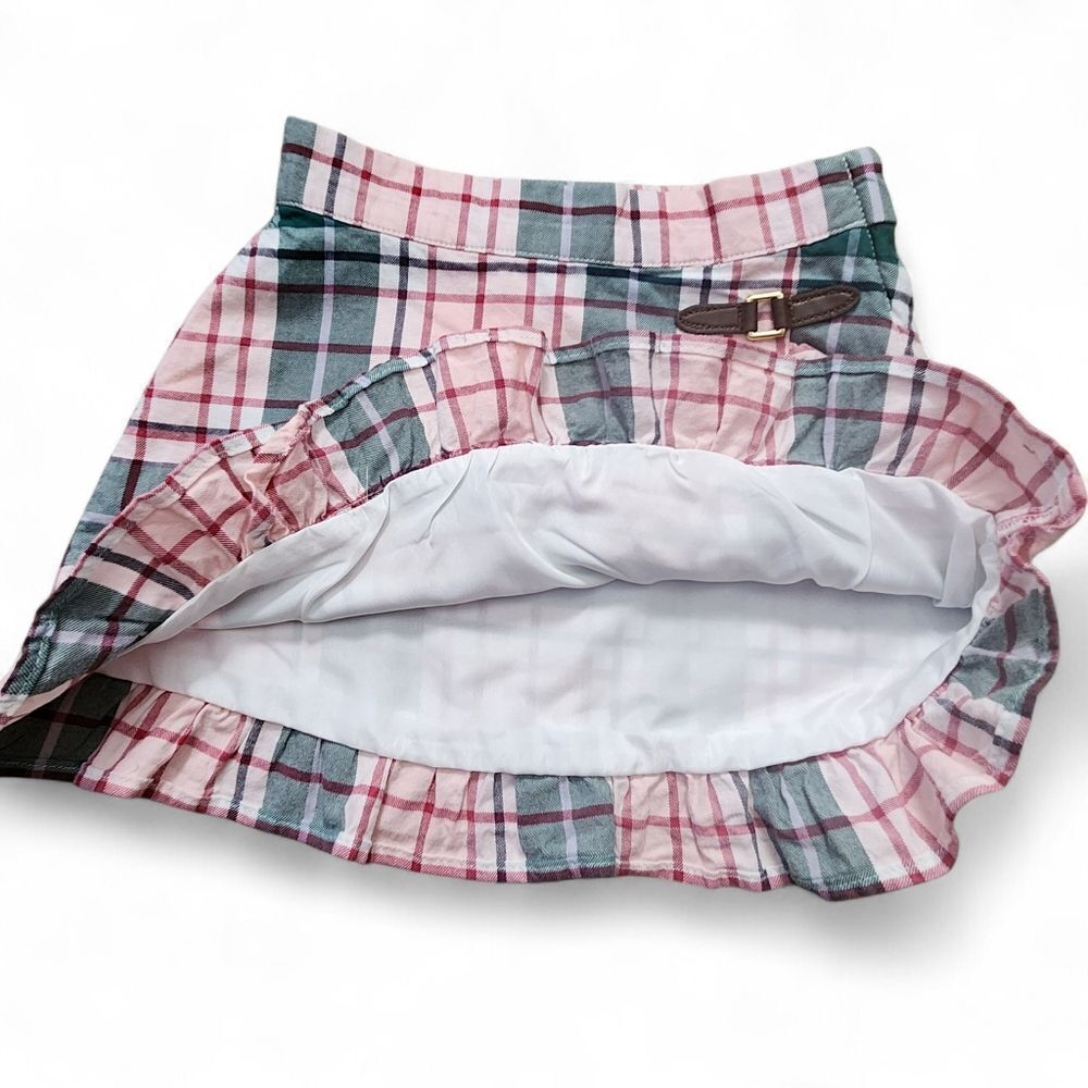 Janie and Jack Girls Kids Plaid Ruffle Hem Skirt - Pink and Green Size 4 T - Picture 5 of 11